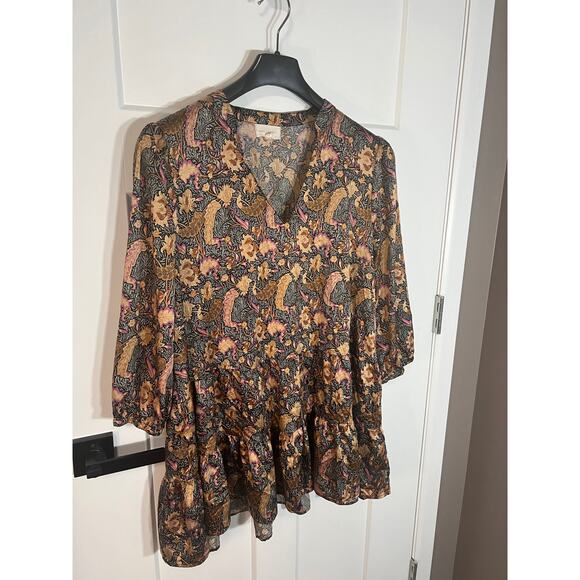 Melloday Satin Boho Dress | Womens Tiered Swing Dress Size XL Extra Large - Picture 3 of 8